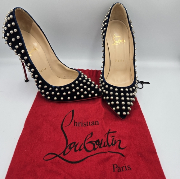 Christian Louboutin Shoes - Christian Louboutin Blue Velvet Pumps Sz 38